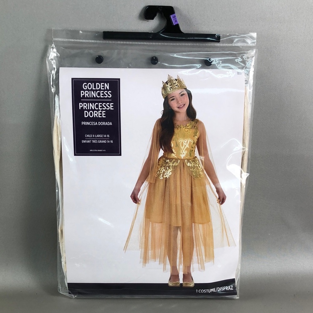 Golden Princess Kids Costume - Gold Dress and Crown